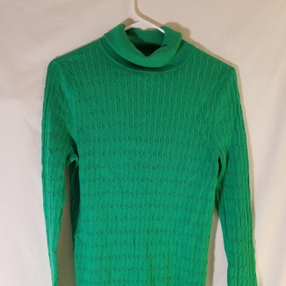 Talbots L Cable Knit Lightweight Green - Picture 7 of 11